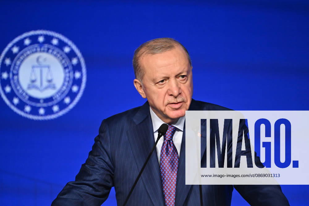 Turkish President Erdogan attends the International Justice Summit ISTANBUL, TURKIYE - OCTOBER 9: Turkish President Recep Tayyip Erdogan delivers a speech during the International Justice Summit held at Ciragan Palace in the Besiktas district of Istanbul, Turkiye on October 9, 2026. Isa Terli Anadolu Istanbul Turkey. Editorial use only. Please get in touch for any other usage.