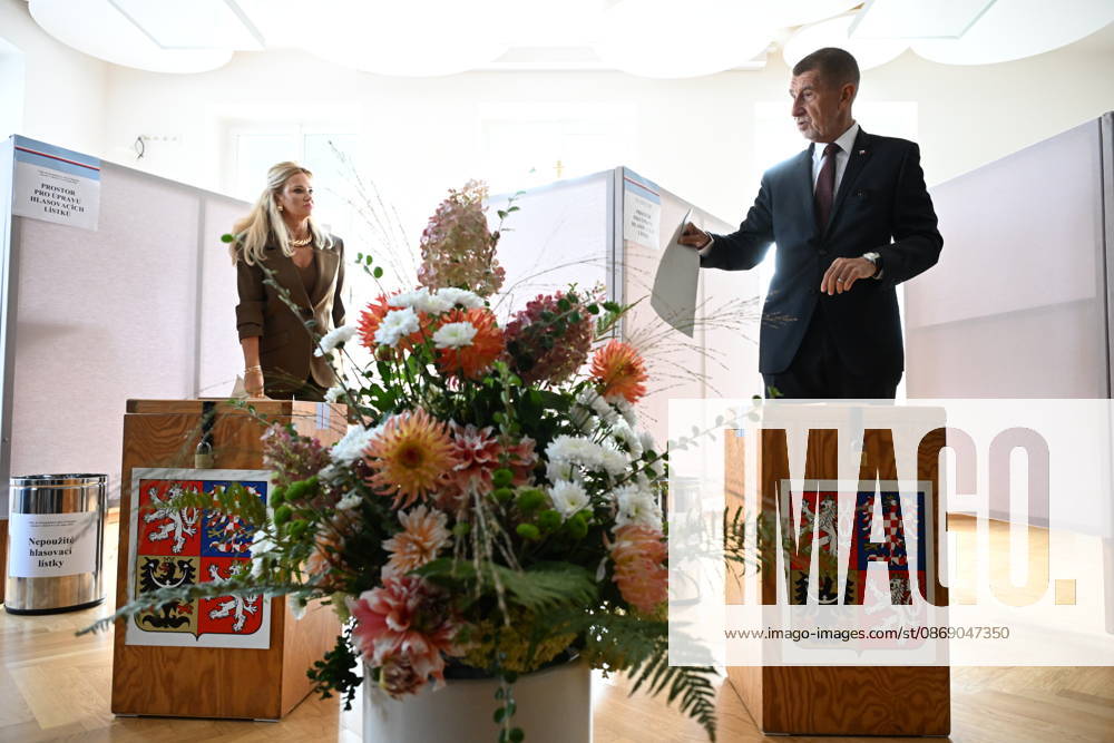 The two-day elections to municipal assemblies started in the Czech Republic together with the first round of the elections to one-third of the Senate, on October 9, 2026. On the photo votes Czech Prime Minister Andrej Babis (ANO) and his wife Monika Babisova, in Pruhonice, Czech Republic. (CTKxPhoto KaterinaxSulova) CTKPhotoP2026100904782 CTKPhotoP2026100904782