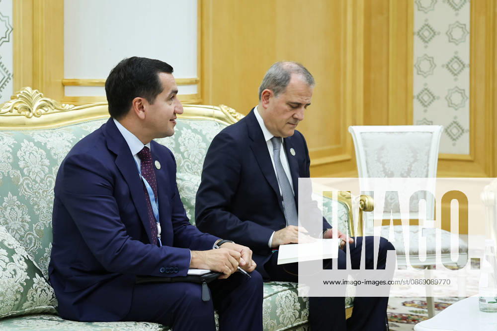 Azerbaijani President Ilham Aliyev sits beside an aide taking notes during a bilateral meeting with Iranian President Masoud Pezeshkian in Turkmenbashi, Turkmenistan, on October 9, 2026. According to Azerbaijan s presidency, the leaders reviewed recent bilateral contacts and a recent visit by an Azerbaijani delegation to Iran, said work on the Aghband-Kalaleh project had reached its final stage and discussed follow-up on agreements from their previous meeting in Bishkek. Aliyev also noted Iran s first participation as a non-member state in the CIS Plus format. Turkmenbashi Turkmenistan - ZUMAi98_ 20261009_zih_i98_092