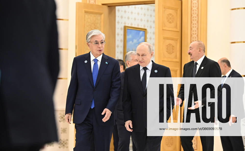 Russian President Vladimir Putin (C) attends a meeting of the Council of Heads of State of the Commonwealth of Independent States (CIS) in the Avaza tourist zone in Turkmenistan on Friday, October 9, 2026. TUR2026100918 KremlinxPressxOffice