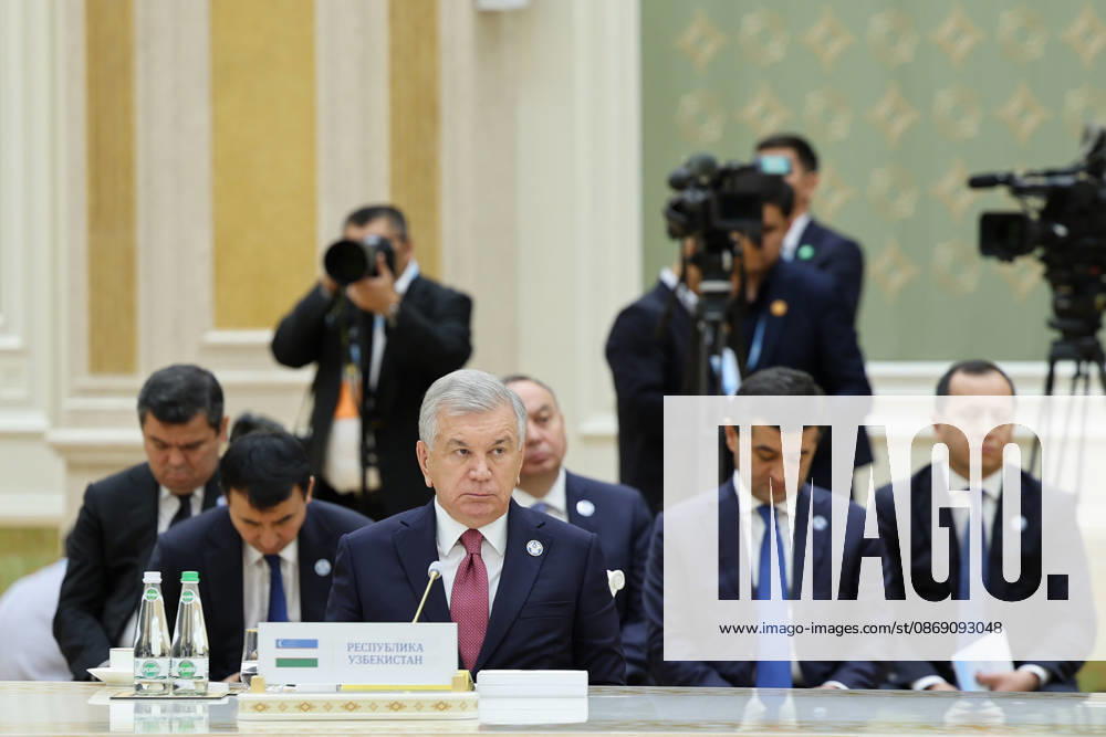 Uzbek President Shavkat Mirziyoyev sits behind Uzbekistan s nameplate during the CIS Council of Heads of State meeting in the Avaza National Tourist Zone in Turkmenbashi, Turkmenistan, on October 9, 2026. The meeting, chaired by Turkmen President Serdar Berdimuhamedov, brought together leaders of CIS states and CIS Secretary General Sergey Lebedev, with Pezeshkian participating for the first time as a special guest. Turkmenbashi Turkmenistan - ZUMAi98_ 20261009_zih_i98_033