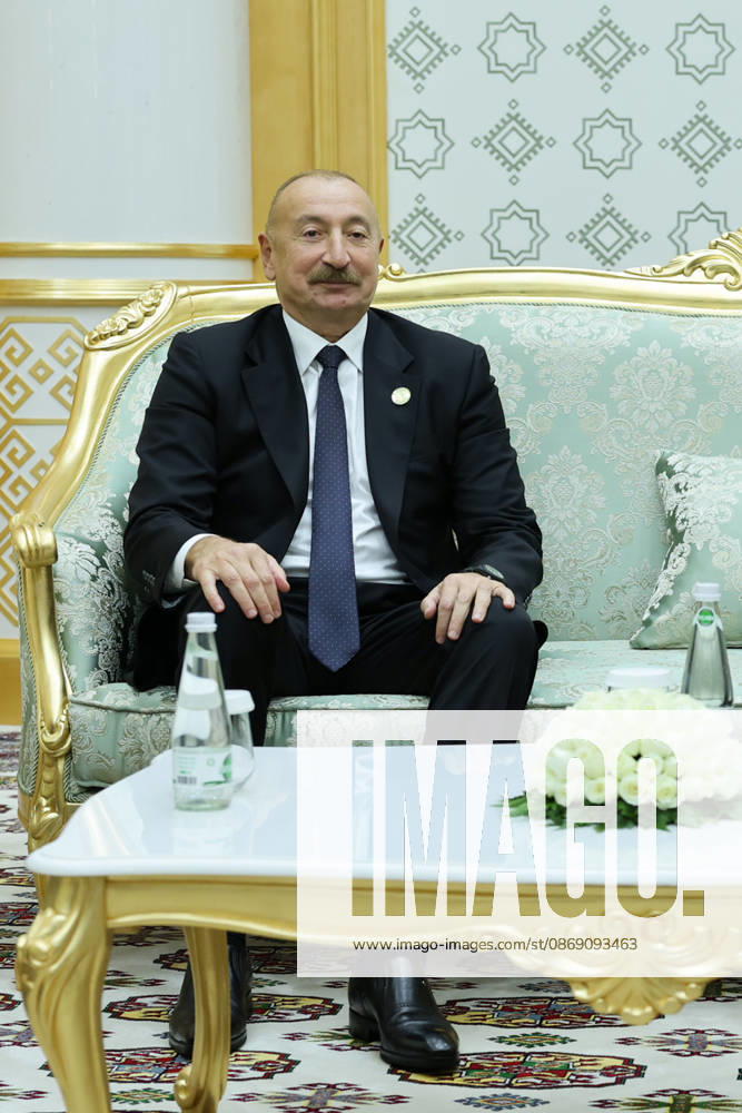 Azerbaijani President Ilham Aliyev sits during a bilateral meeting with Iranian President Masoud Pezeshkian in Turkmenbashi, Turkmenistan, on October 9, 2026. According to Azerbaijan s presidency, the leaders reviewed recent bilateral contacts and a recent visit by an Azerbaijani delegation to Iran, said work on the Aghband-Kalaleh project had reached its final stage and discussed follow-up on agreements from their previous meeting in Bishkek. Aliyev also noted Iran s first participation as a non-member state in the CIS Plus format. Turkmenbashi Turkmenistan - ZUMAi98_ 20261009_zih_i98_051