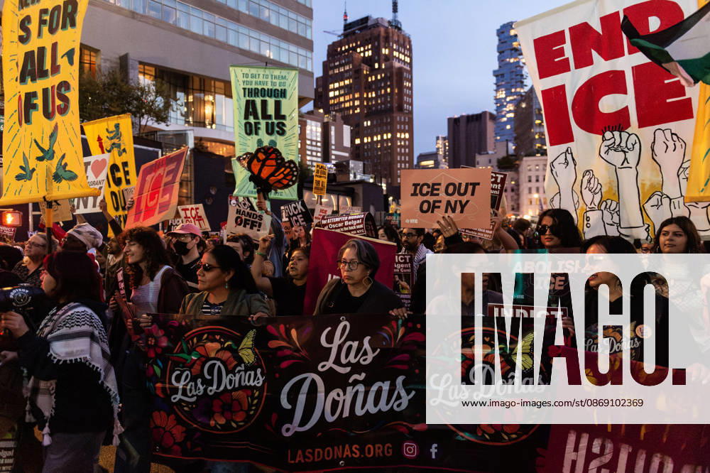Thousands gathered in Foley Square, New York City and marched through Manhattan to voice their anger at ICE for the shooting of Bronx resident OSCAR BELGAL. New York USA - ZUMAh214 20261009_znp_h214_007