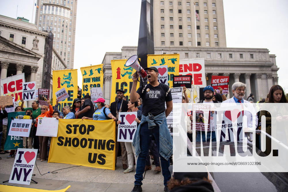 Thousands gathered in Foley Square, New York City and marched through Manhattan to voice their anger at ICE for the shooting of Bronx resident OSCAR BELGAL. New York USA - ZUMAh214 20261009_znp_h214_020