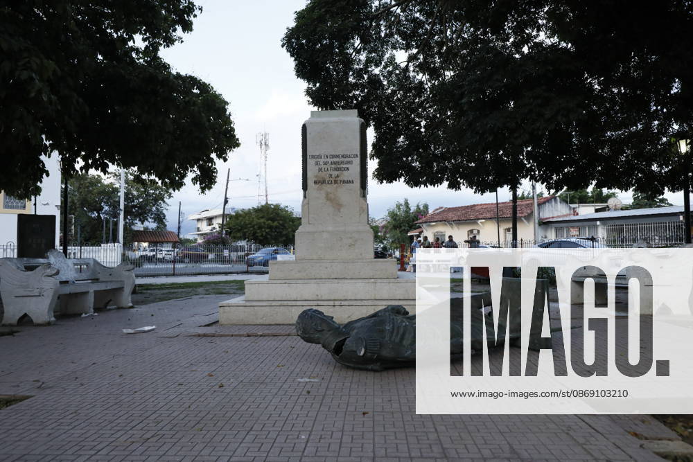 (261010) -- PANAMA CITY, Oct. 10, 2026 -- This photo taken on Oct. 9, 2026 shows a fallen statue after a strong earthquake in Penonome, central Cocle Province of Panama. A powerful earthquake and a series of strong aftershocks rattled Panama on Friday, sending residents into the streets, disrupting water supplies and briefly halting flights as the government mobilized emergency personnel and resources. The University of Panama s Institute of Geosciences measured the initial quake at magnitude 7.2. It struck at 12:56 p.m. local time (1756 GMT) at a depth of 4 kilometers. By 5:30 p.m. local time, more than 40 earthquakes had been recorded, including over a dozen with magnitudes above 5.0. A quake at 3:25 p.m. had a magnitude of 6.9. (Photo