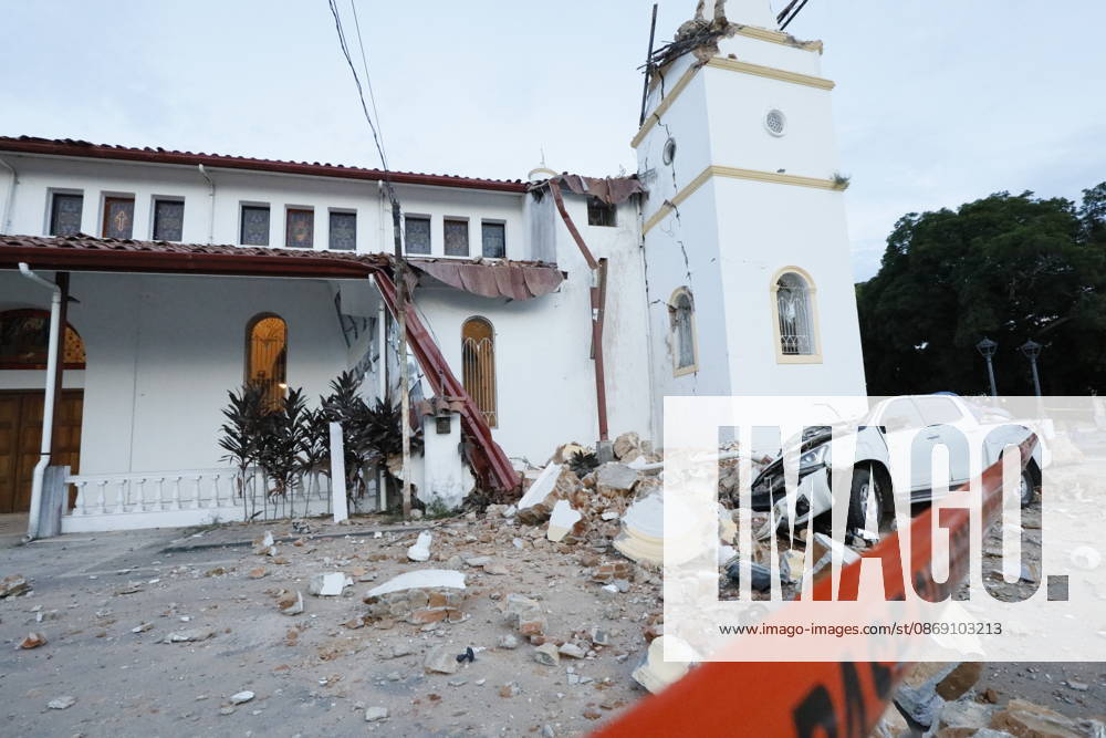 (261010) -- PANAMA CITY, Oct. 10, 2026 -- This photo taken on Oct. 9, 2026 shows a bell tower of a church collapsed after a strong earthquake in Penonome, central Cocle Province of Panama. A powerful earthquake and a series of strong aftershocks rattled Panama on Friday, sending residents into the streets, disrupting water supplies and briefly halting flights as the government mobilized emergency personnel and resources. The University of Panama s Institute of Geosciences measured the initial quake at magnitude 7.2. It struck at 12:56 p.m. local time (1756 GMT) at a depth of 4 kilometers. By 5:30 p.m. local time, more than 40 earthquakes had been recorded, including over a dozen with magnitudes above 5.0. A quake at 3:25 p.m. had a magni