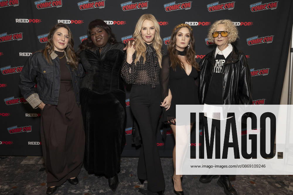 CATHERINE CRABTREE, GABOUREY SIDIBE, LESLIE GROSSMAN, BILLIE LOURD and LOU EYRICH attend the press room for American Horror Story 13 on FX during New York Comic Con at Jacob Javits Convention Center in New York. 9 October 2026 New York USA - ZUMAa265 20261009_zep_a265_084