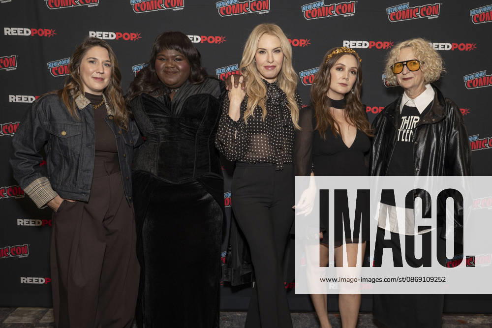CATHERINE CRABTREE, GABOUREY SIDIBE, LESLIE GROSSMAN, BILLIE LOURD and LOU EYRICH attend the press room for American Horror Story 13 on FX during New York Comic Con at Jacob Javits Convention Center in New York. 9 October 2026 New York USA - ZUMAa265 20261009_zep_a265_086