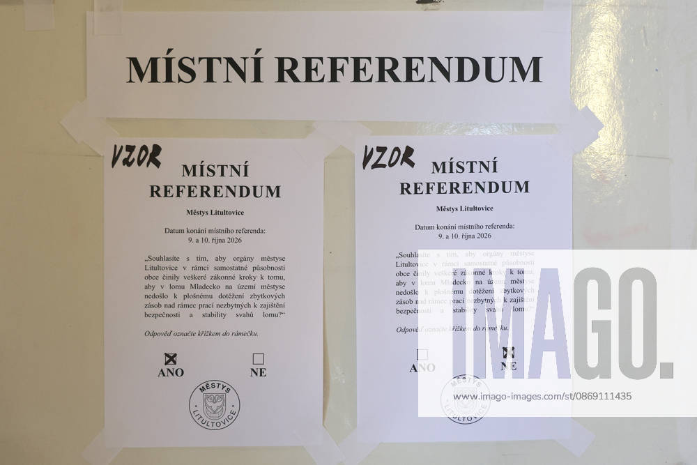 The two-day elections to municipal assemblies continued in the Czech Republic together with the first round of the elections to one-third of the Senate, on October 10, 2026. On the photo: alongside the municipal and senate elections a referendum (photo) on the extraction of remaining reserves at the former Mladecko quarry, in Litultovice, Moravian-Silesian Region. (CTKxPhoto PetrxSznapka) CTKPhotoP2026101002405 CTKPhotoP2026101002405