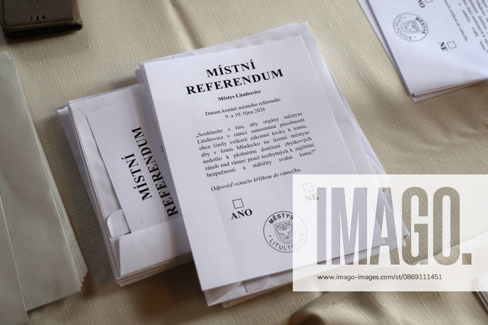The two-day elections to municipal assemblies continued in the Czech Republic together with the first round of the elections to one-third of the Senate, on October 10, 2026. On the photo: alongside the municipal and senate elections a referendum (photo) on the extraction of remaining reserves at the former Mladecko quarry, in Litultovice, Moravian-Silesian Region. (CTKxPhoto PetrxSznapka) CTKPhotoP2026101002408 CTKPhotoP2026101002408