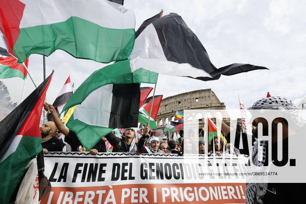 People take part in a protest organized by the Palestinian Students Movement for Palestine in Rome, Italy, 10 October 2026. ANSA FABIO FRUSTACI Rome ITALY - ZUMAa110 20261010_zaf_a110_004
