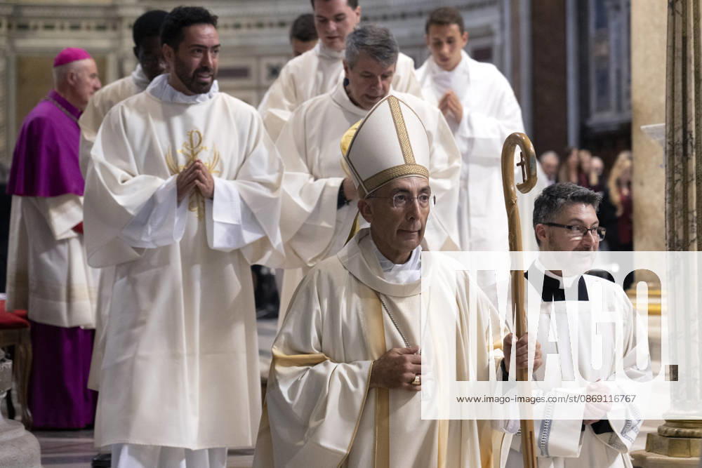 IPA89503406 - Italy, Rome, Vatican, October 10, 2026: Cardinal Baldo Reina celebrates Mass for the ordination of deacons at St. John Lateran. Photo by ALESSIA GIULIANI Catholic Press Photo