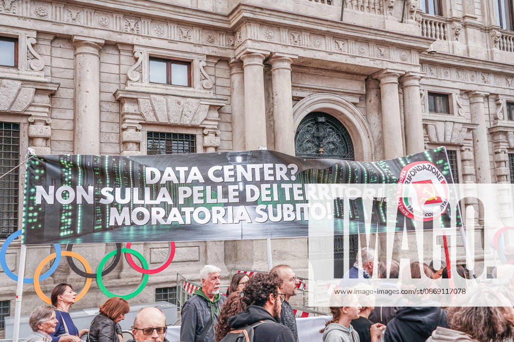 IPA89503044 - Milan, October 10, 2026 A protest organized by local No Data Centers committees to demand a halt to the construction and operation of new data centers in the province of Milan.