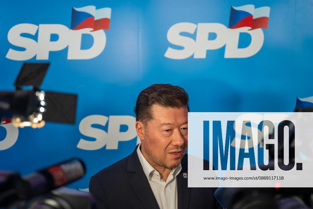 The two-day elections to municipal assemblies ended in the Czech Republic together with the first round of the elections to one-third of the Senate, at 2:00 p.m. on October 10, 2026. On the photo: Chairman of the movement and Speaker of the Chamber of Deputies Tomio Okamura speaks with reporters at SPD s central campaign headquarters in Prague. (CTKxPhoto OndrejxDeml) CTKPhotoP2026101003973 CTKPhotoP2026101003973