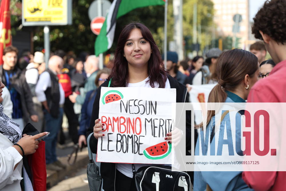 IPA89503932 - Milan, October 10, 2026, National Day of Mobilization, The end of genocide is the end of Zionism, marking the third anniversary of the start of the conflict in Gaza