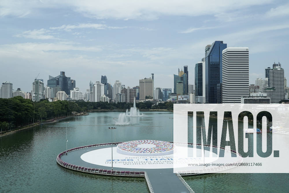 IMF World Bank 2026 Annual Meetings In Bangkok. A circular display bearing the logo of the International Monetary Fund (IMF) and the World Bank Group is shown at the Queen Sirikit National Convention Center in Bangkok, Thailand, on October 10, 2026. Bangkok Bangkok Thailand