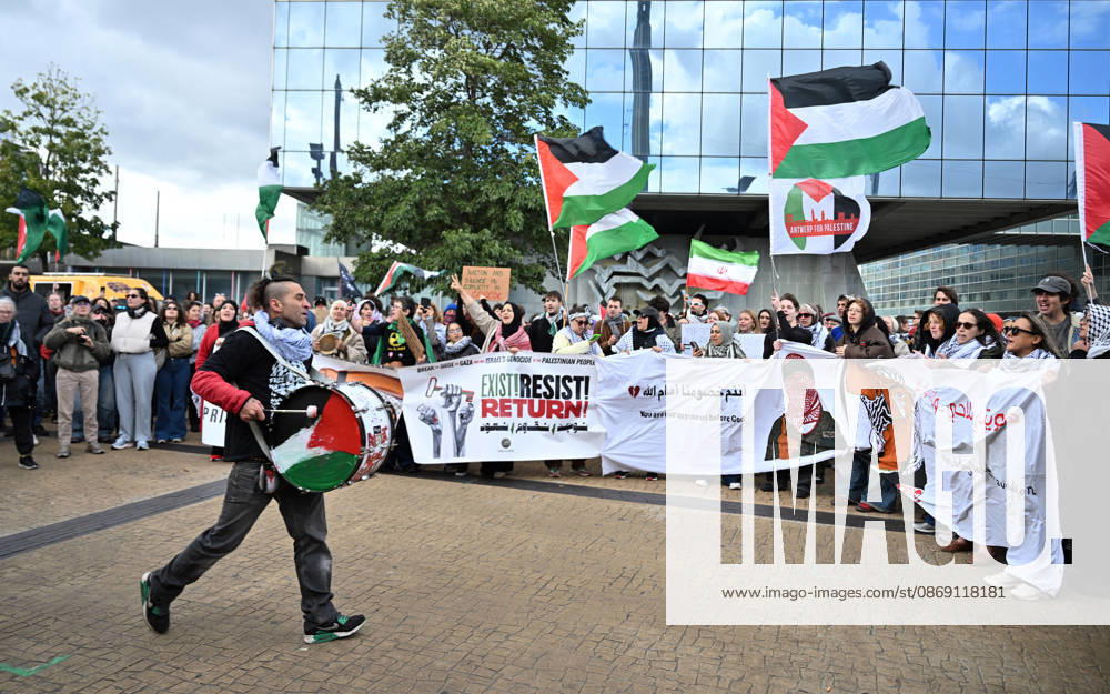 Demonstrators march in Brussels to commemorate Palestinians who lost their lives in Gaza BRUSSELS, BELGIUM - OCTOBER 10: Hundreds of demonstrators gather outside Brussels-Midi railway station before marching toward the Israeli Embassy to commemorate Palestinians who lost their lives in Gaza and call for political measures against Israel, in Brussels, Belgium, on October 10, 2026. Dursun Aydemir Anadolu Brussels Belgium. Editorial use only. Please get in touch for any other usage.