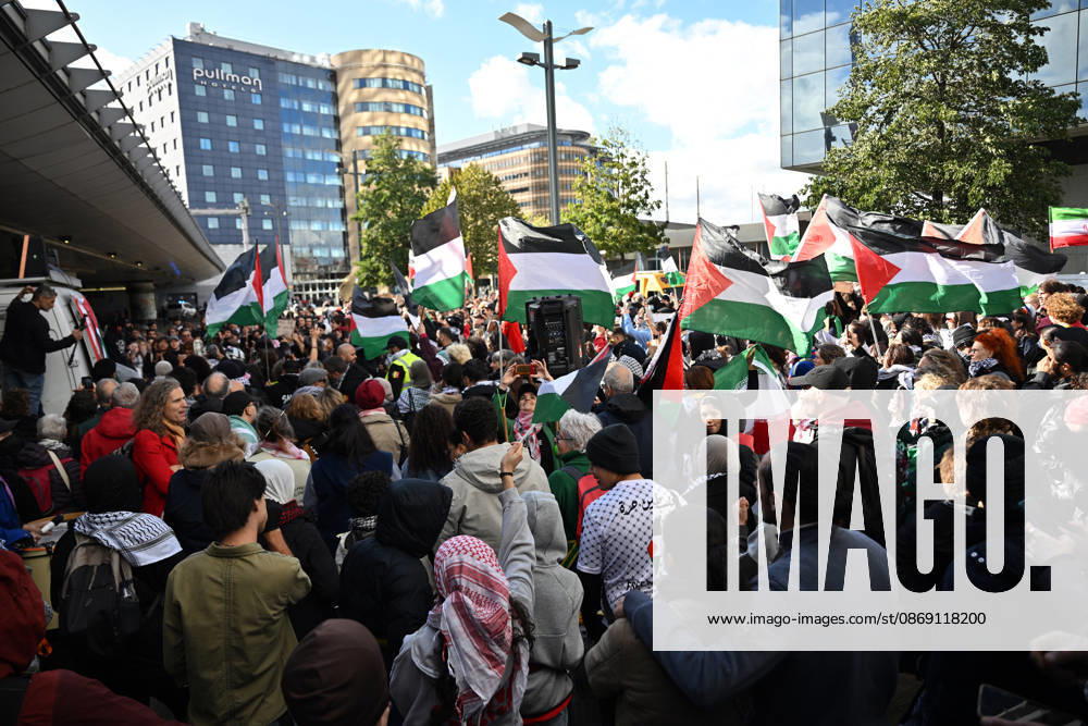 Demonstrators march in Brussels to commemorate Palestinians who lost their lives in Gaza BRUSSELS, BELGIUM - OCTOBER 10: Hundreds of demonstrators gather outside Brussels-Midi railway station before marching toward the Israeli Embassy to commemorate Palestinians who lost their lives in Gaza and call for political measures against Israel, in Brussels, Belgium, on October 10, 2026. Dursun Aydemir Anadolu Brussels Belgium. Editorial use only. Please get in touch for any other usage.