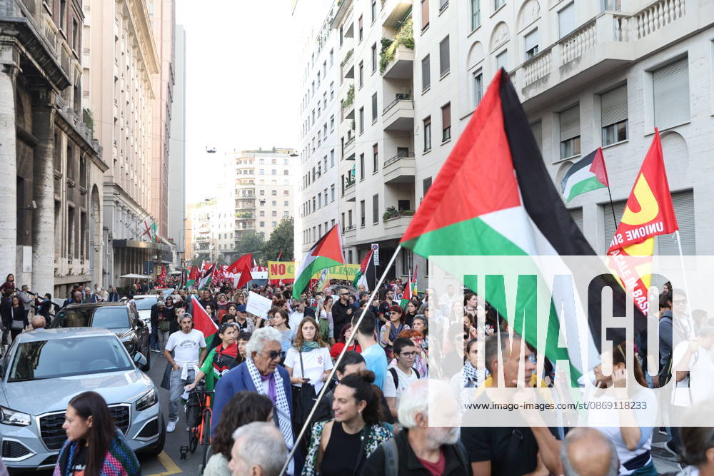 IPA89506055 - Milan, National Day of Mobilization: The End of Genocide Is the End of Zionism, marking the third anniversary of the start of the conflict in Gaza