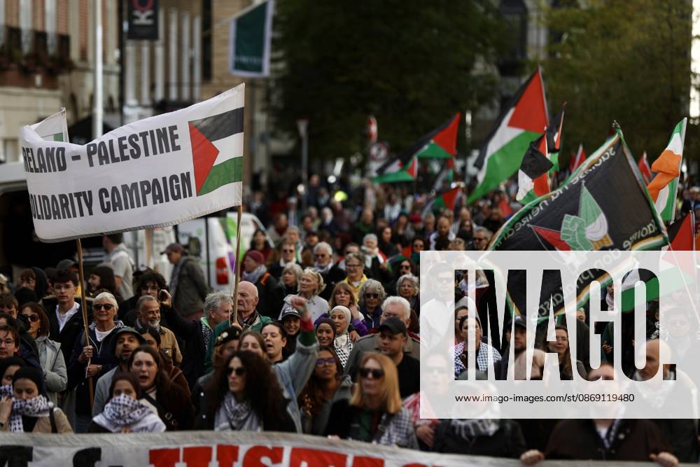Thousands of pro-Palestine demonstrators gather in Dublin DUBLIN, IRELAND - OCTOBER 10: Thousands of pro-Palestine demonstrators gather in Dublin, Ireland, on October 10, 2026, for a national march marking three years since the October 7 attacks and the subsequent war in Gaza. Organized by the Ireland-Palestine Solidarity Campaign, the protest calls for sanctions against Israel and greater action by the Irish government, with demonstrators marching from the Garden of Remembrance towards the Dail. Mostafa Darwish Anadolu Dublin Ireland. Editorial use only. Please get in touch for any other usage.