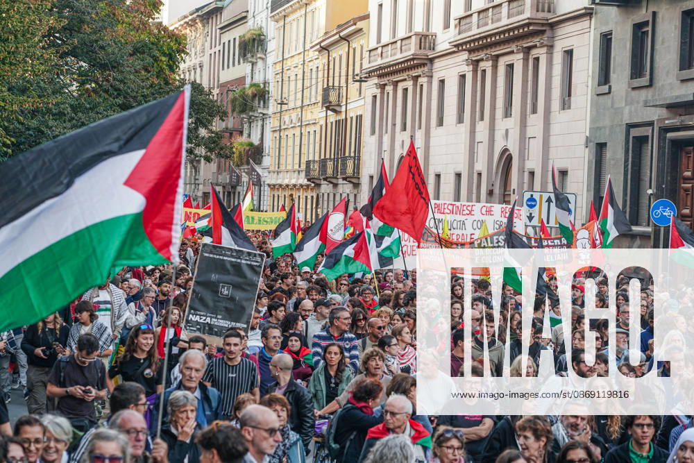 IPA89509187 - Milan, National Day of Mobilization: The End of Genocide Is the End of Zionism, marking the third anniversary of the start of the conflict in Gaza