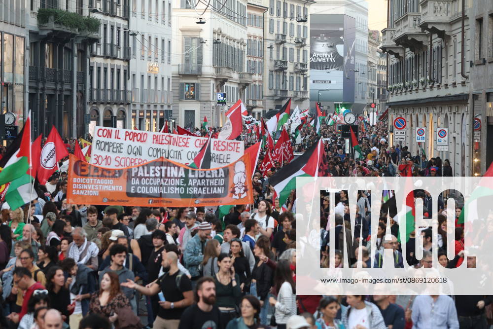 IPA89509902 - Milan, National Day of Mobilization: The End of Genocide Is the End of Zionism, marking the third anniversary of the start of the conflict in Gaza