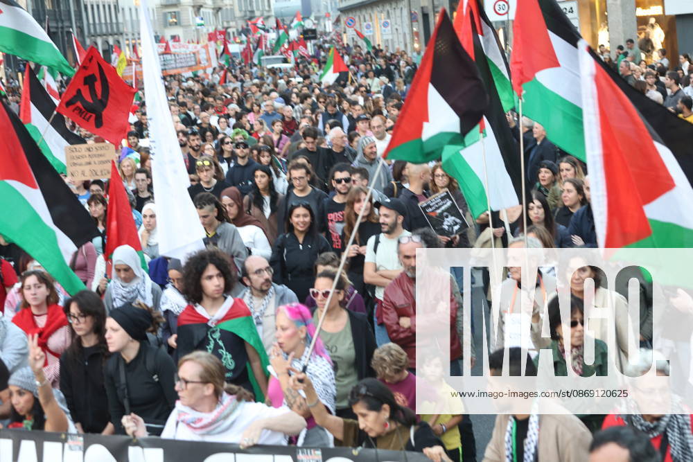 IPA89509914 - Milan, National Day of Mobilization: The End of Genocide Is the End of Zionism, marking the third anniversary of the start of the conflict in Gaza
