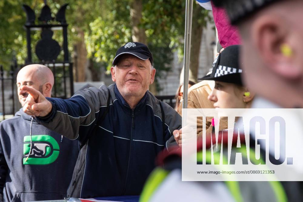 The National March for Palestine took place to mark the third anniversary of the start of the war in Gaza. Around ten thousand gathered on The Thames embankment and marched to Parliament Squre. They faced an Israeli counter demonstration of a handfull of protesters. Some arrests were reported by police. London England - ZUMAr169 20261010_zip_r169_017