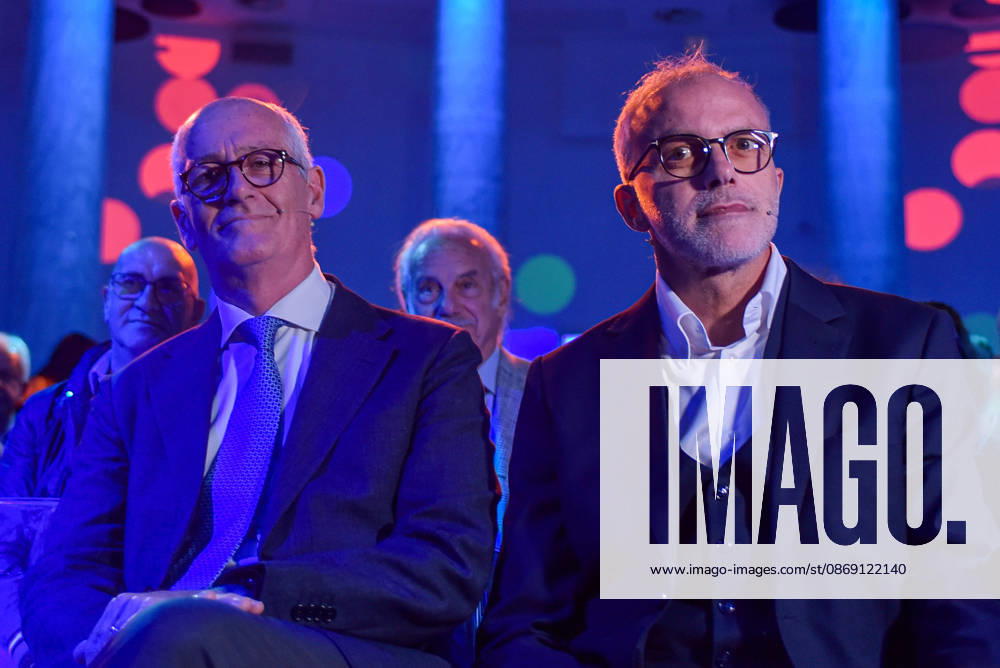 Leaders, guests, and activists at the Salone delle Colonne in Rome - 10 Oct 2026 Ernesto Maria Ruffini (R) and Franco Gabrielli (L) together during the launch event of the new center-left political movement Più Uno at the Salone delle Colonne in Rome. Rome Italy