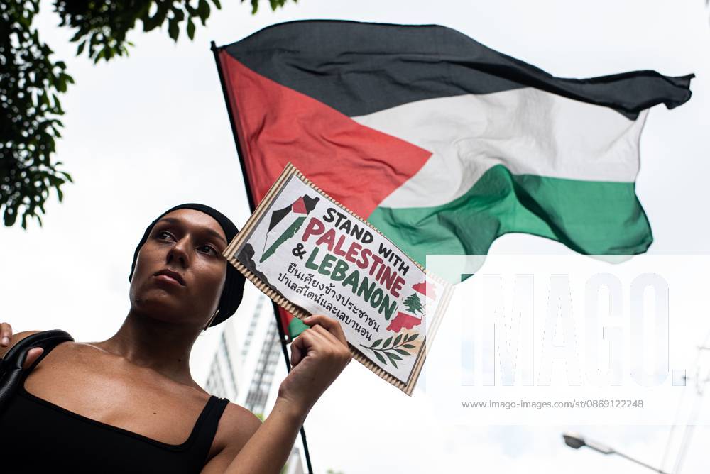 Pro-Palestine protesters gather outside Israeli Embassy in Bangkok BANGKOK, THAILAND OCTOBER 10, 2026: Pro-Palestine protesters and activists gather outside the Israeli Embassy in Bangkok to demand a permanent ceasefire in Gaza and express solidarity with the Palestinian people. The demonstration highlights calls for an end to hostilities in Gaza and continued international attention to the humanitarian situation affecting Palestinians. Protesters gathered outside the diplomatic mission to voice their demands and show support for Palestinians amid the ongoing conflict. The demonstration forms part of international solidarity actions calling for a ceasefire and greater protection for civilians in Gaza. Bangkok Thailand