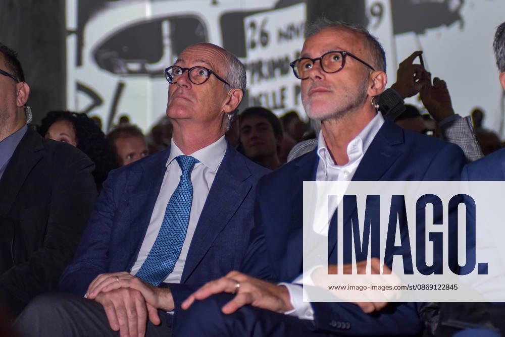 Ernesto Maria Ruffini (R) and Franco Gabrielli (L) together during the launch event of the new center-left political movement Più Uno at the Salone delle Colonne in Rome. Rome Italy - ZUMAs197 20261010_aaa_s197_123