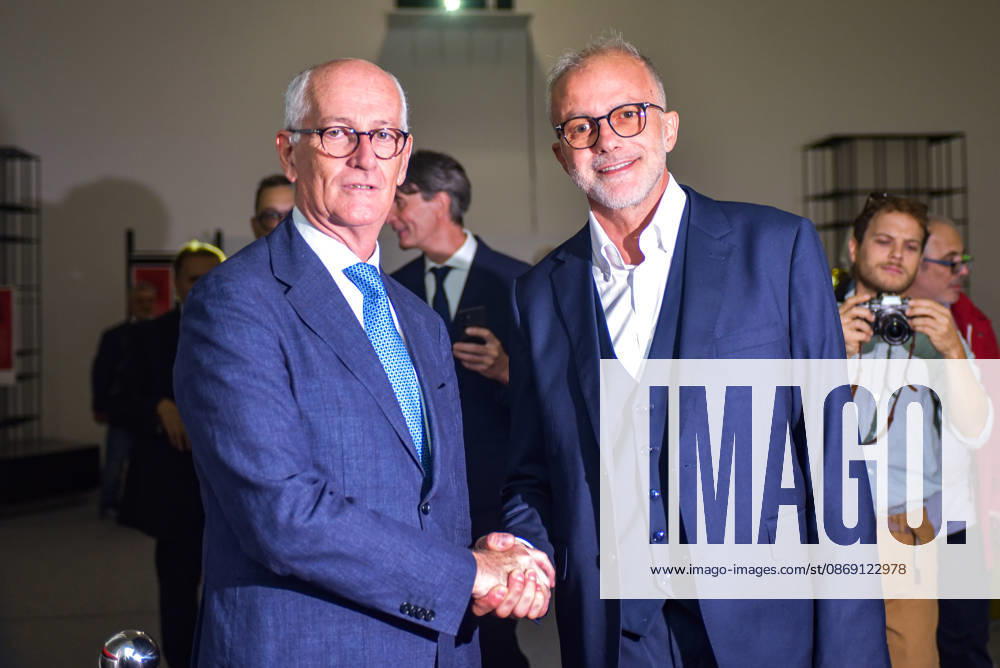 Leaders, guests, and activists at the Salone delle Colonne in Rome - 10 Oct 2026 Ernesto Maria Ruffini (R) and Franco Gabrielli (L) together during the launch event of the new center-left political movement Più Uno at the Salone delle Colonne in Rome. Rome Italy