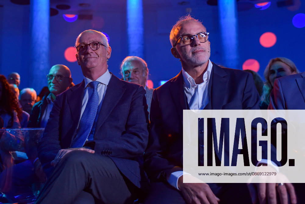 Leaders, guests, and activists at the Salone delle Colonne in Rome - 10 Oct 2026 Ernesto Maria Ruffini (R) and Franco Gabrielli (L) together during the launch event of the new center-left political movement Più Uno at the Salone delle Colonne in Rome. Rome Italy
