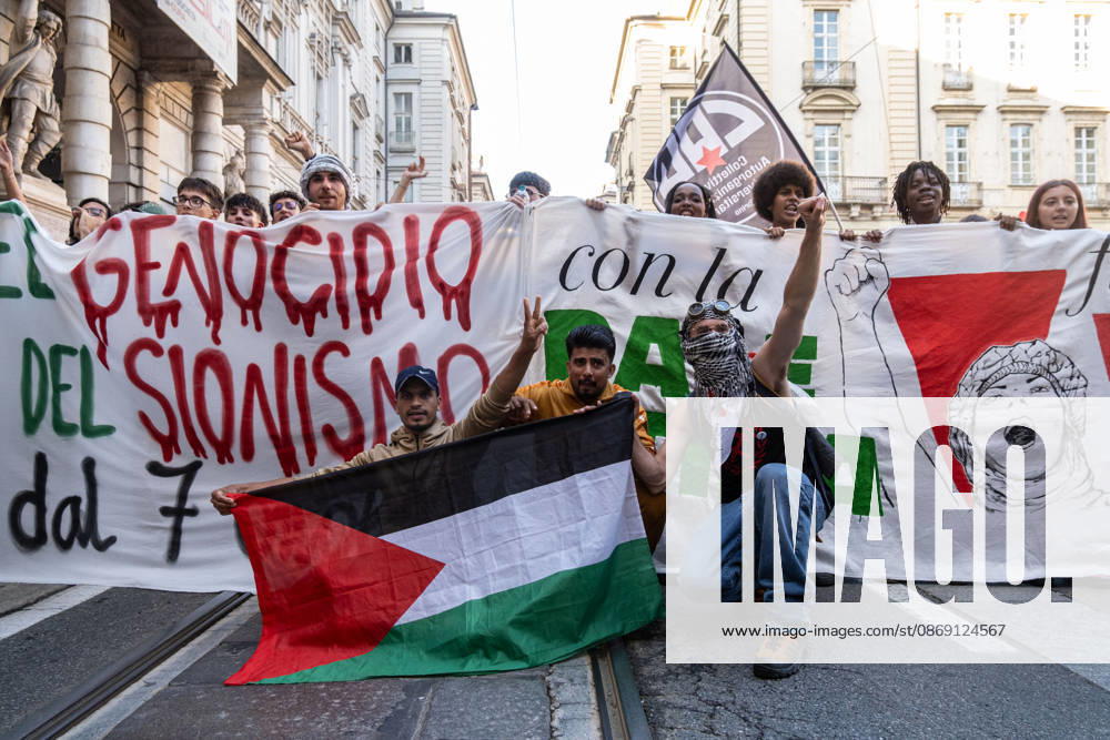 Thousands of people took part in the demonstration in support of Palestine, ‘The end of genocide is the end of Zionismâ€⠢, held in Turin on 10 October 2026. Although the demonstration was authorized, tension arose at the start when police tried to prevent the protestors from entering in Castello Square, without success. The demonstration then proceeded without any incident. Turin Italy - ZUMAs377 20261010_znp_s377_001
