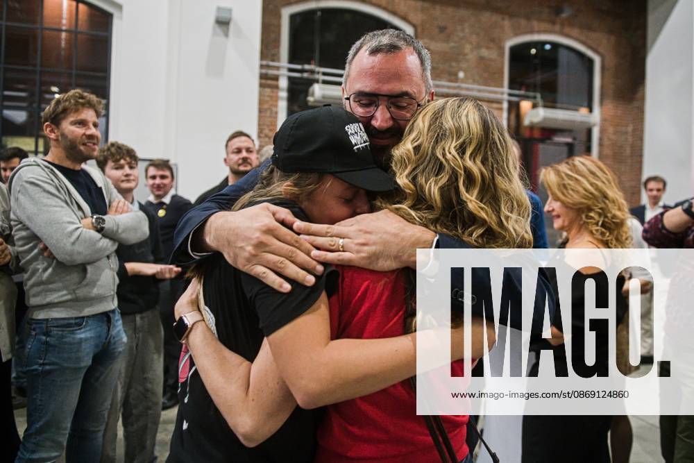 The two-day elections to municipal assemblies ended in the Czech Republic together with the first round of the elections to one-third of the Senate, at 2:00 p.m. on October 10, 2026. On the photo: the Brno KDU-CSL candidate for Mayor of Brno Jakub Hruska is hugging his wife and daughter at KDU-CSL+STAN campaign headquarters in Brno. (CTKxPhoto PatrikxUhlir) CTKPhotoP2026101007757 CTKPhotoP2026101007757