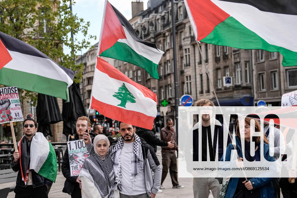 Pro-Palestine demonstration held in Luxembourg LUXEMBOURG, LUXEMBOURG - OCTOBER 10: Demonstrators gather for a pro-Palestine march organized by the Letz Act for Palestine initiative as part of a global day of action in solidarity with Palestinians in Luxembourg City, Luxembourg, on October 10, 2026. Organized in response to a call by the Global Alliance for Palestine, the march begins on Boulevard Franklin Roosevelt and proceeds towards Place de Paris, with participants calling for justice, freedom and self-determination for Palestinians. Muhammed Said Tako Anadolu Luxembourg Luxembourg. Editorial use only. Please get in touch for any other usage.