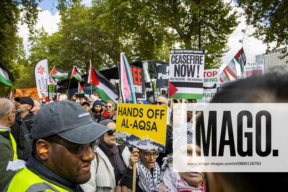 National March for Palestine Marks Three Years Since the Israel - Gaza War Began Central London, October 10, 2026 Pro-Palestine demonstrators took to the streets of Central London for the National March for Palestine, marking three years since the war in Gaza began in October 2023. Participants marched in solidarity with Palestinians, carrying Palestinian flags, banners and placards calling for an end to the conflict and highlighting the ongoing humanitarian crisis in Gaza., Credit:Zak Irfan Avalon