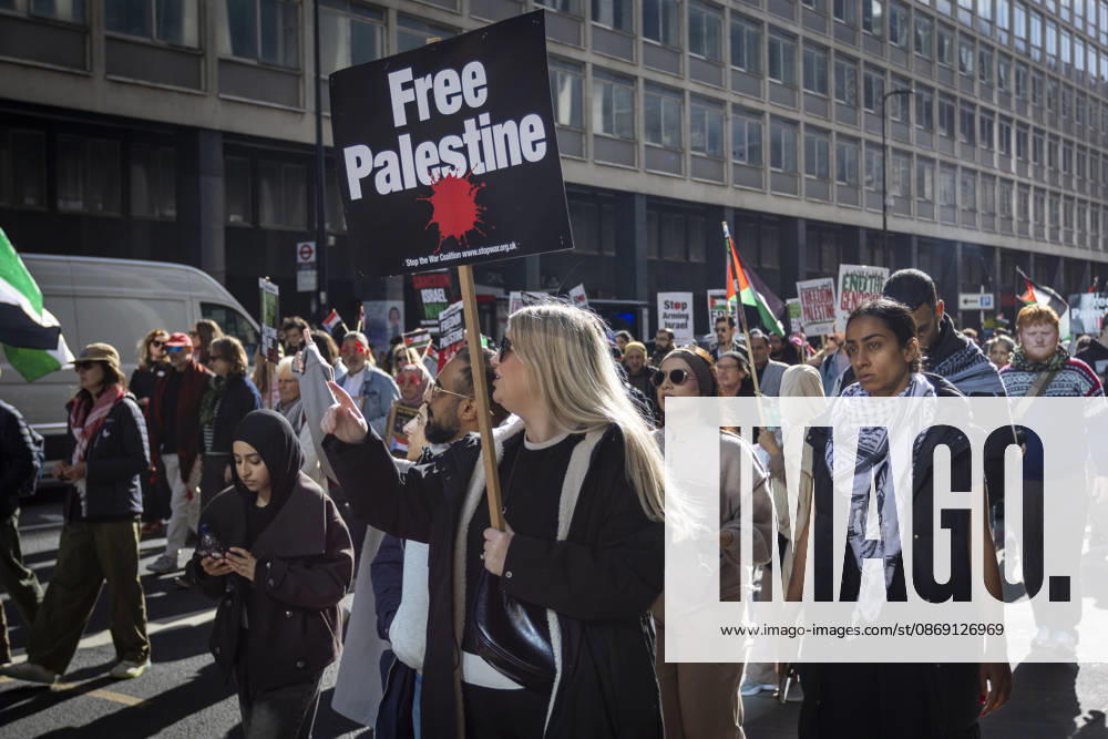 National March for Palestine Marks Three Years Since the Israel - Gaza War Began Central London, October 10, 2026 Pro-Palestine demonstrators took to the streets of Central London for the National March for Palestine, marking three years since the war in Gaza began in October 2023. Participants marched in solidarity with Palestinians, carrying Palestinian flags, banners and placards calling for an end to the conflict and highlighting the ongoing humanitarian crisis in Gaza., Credit:Zak Irfan Avalon