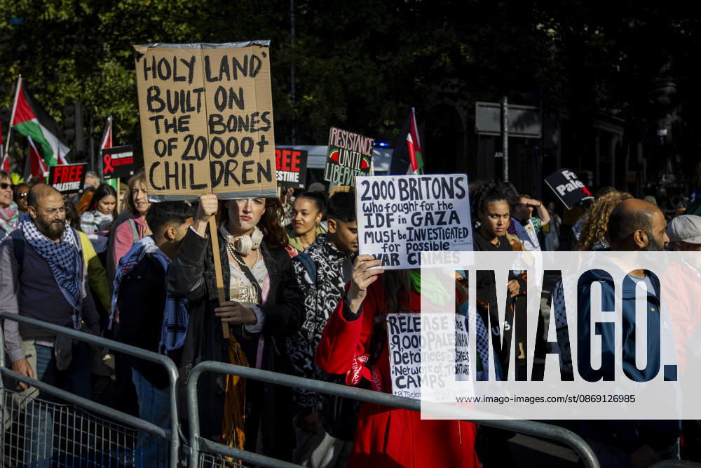 National March for Palestine Marks Three Years Since the Israel - Gaza War Began Central London, October 10, 2026 Pro-Palestine demonstrators took to the streets of Central London for the National March for Palestine, marking three years since the war in Gaza began in October 2023. Participants marched in solidarity with Palestinians, carrying Palestinian flags, banners and placards calling for an end to the conflict and highlighting the ongoing humanitarian crisis in Gaza., Credit:Zak Irfan Avalon