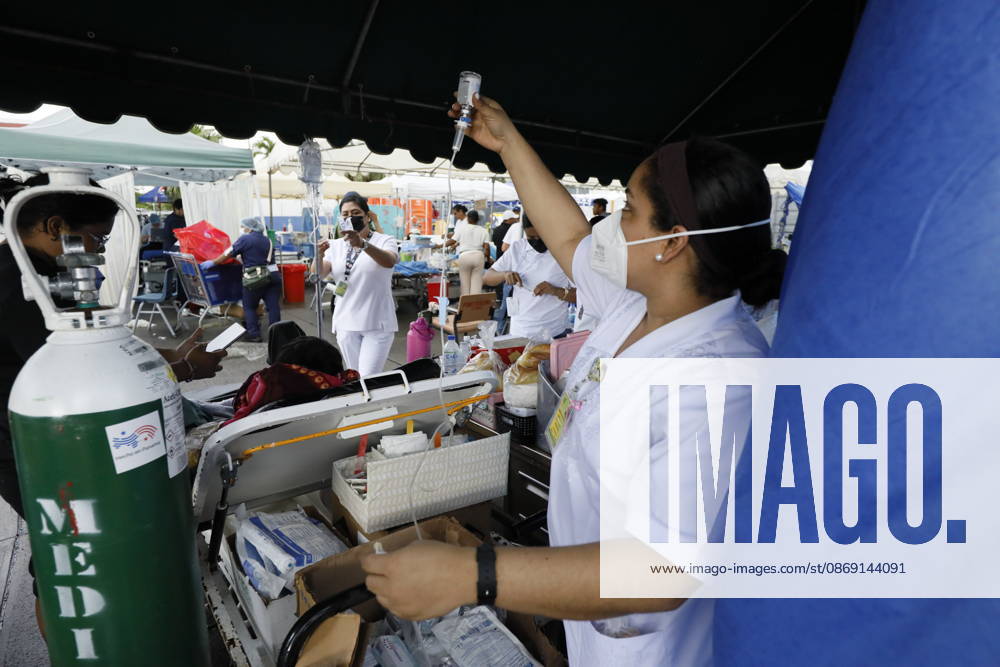 (261010) -- PENONOME, Oct. 10, 2026 -- Patients receive treatment at a temporary shelter after being evacuated from a damaged hospital in Penonome, Panama, Oct. 10, 2026. Panama declared a state of emergency on Saturday to coordinate relief efforts and assist communities affected by a powerful earthquake that struck the country Friday. (Photo by Xinhua) PANAMA-PENONOME-EARTHQUAKE-AFTERMATH DanielxGonzalez