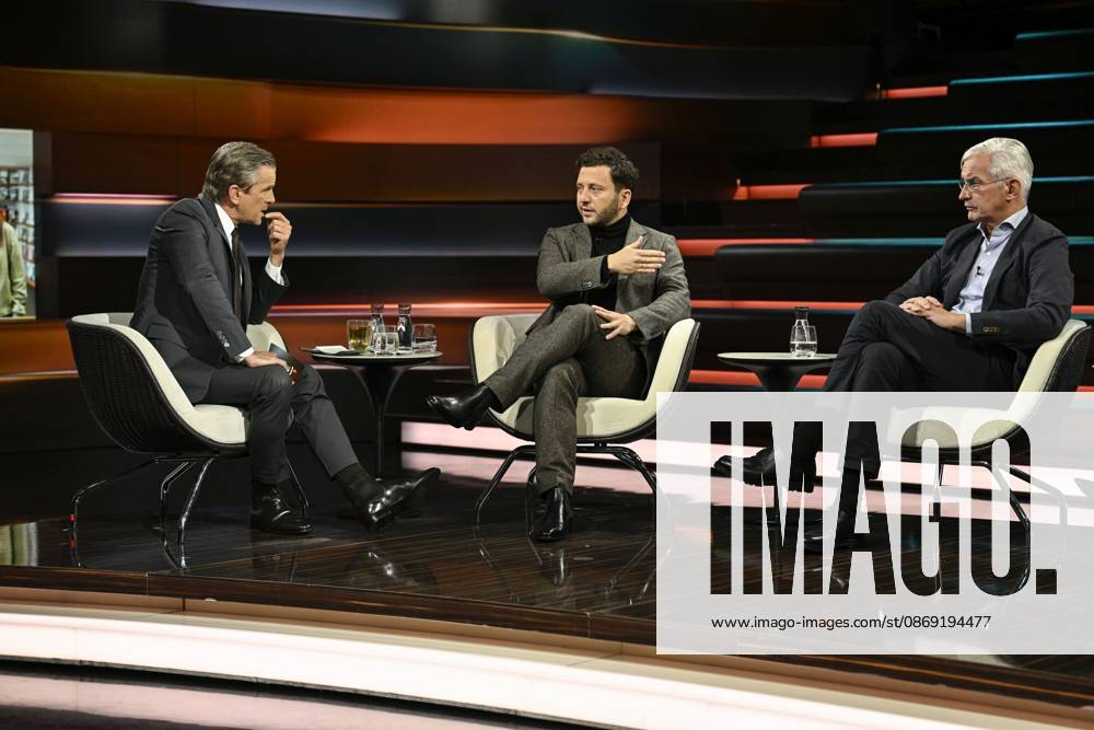 Talk show on Markus Lanz, ZDF, October 26, 2026: Markus Lanz, Felix Banaszak, and Mathias Middelberg (from left to right) on October 7, 2026, on Markus Lanz, ZDF TV, talk show, Germany, German