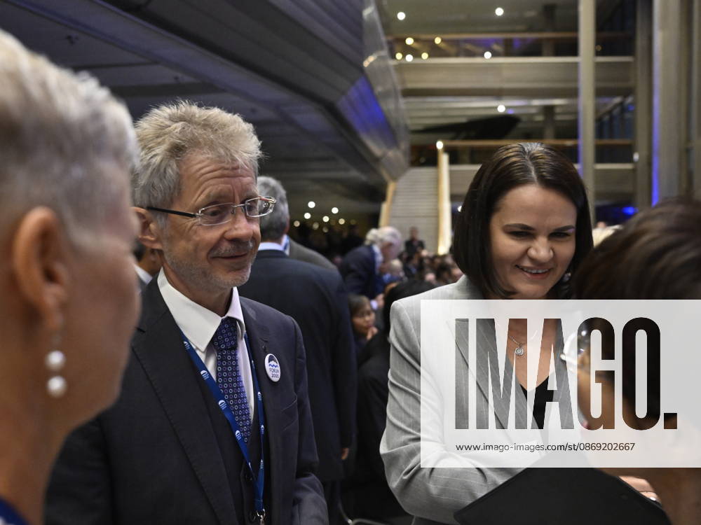 From left: Senate President Milos Vystrcil (ODS) and Belarusian opposition leader Sviatlana Tsikhanouskaya at the opening of the 30th annual Forum 2000 conference in Prague, on October 11, 2026. (CTKxPhoto MichalxKrumphanzl) CTKPhotoP2026101106786 CTKPhotoP2026101106786