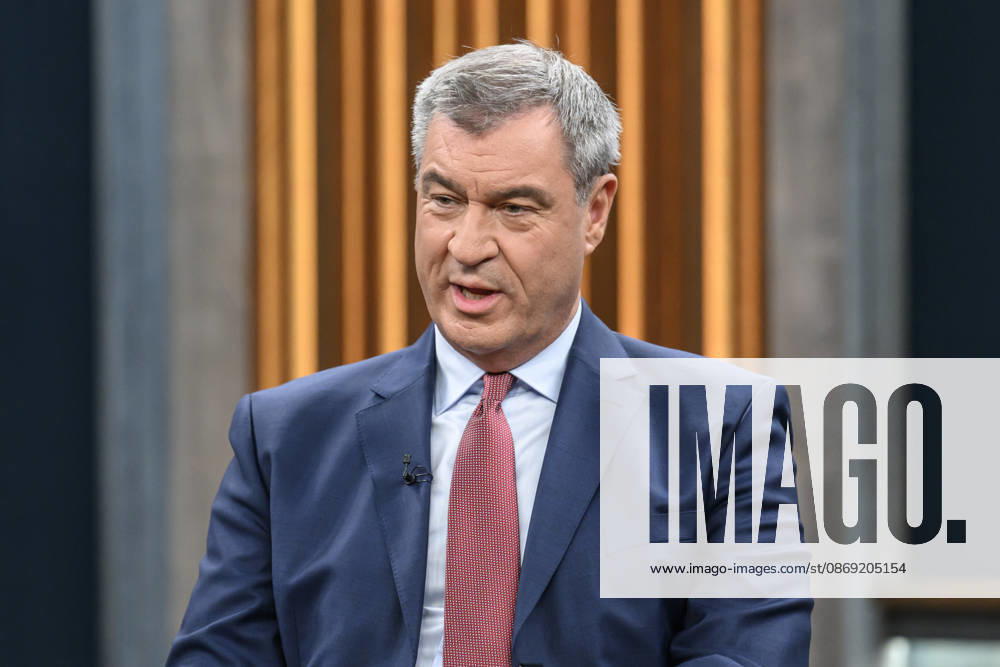 Pictured, from left: Markus Söder, Minister-President of Bavaria, CSU, GER; Berlin, studio; guest on Caren Miosga’s political talk show, TV program, Das Erste, from Studio 20 in Berlin-Adlershof, Topic: How will the government get out of the crisis, Mr. Söder, October 11, 2026,