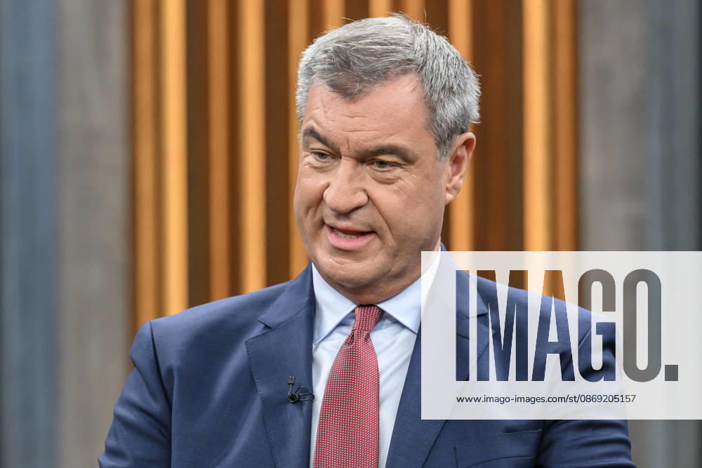 Pictured, from left: Markus Söder, Minister-President of Bavaria, CSU, GER; Berlin, studio; guest on Caren Miosga’s political talk show, TV program, Das Erste, from Studio 20 in Berlin-Adlershof, Topic: How will the government get out of the crisis, Mr. Söder, October 11, 2026,