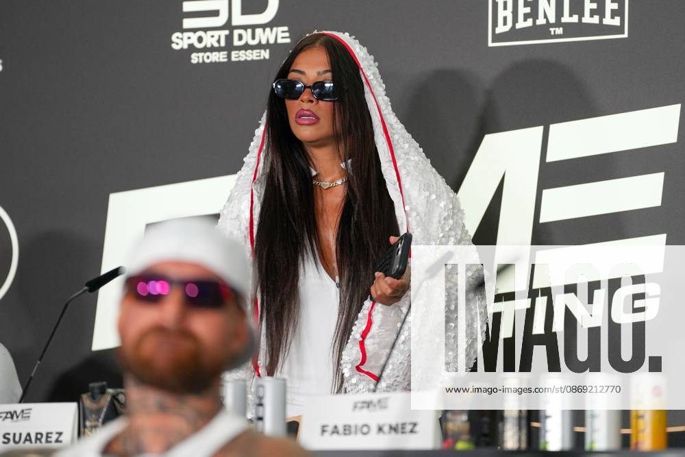 Fame Fighting 2026 Press Conference: Hati Suarez at the press conference for the fourth edition of Fame Fighting Celebrity Boxing on October 11, 2026, at the Atlantic Hotel in Essen, North Rhine-Westphalia