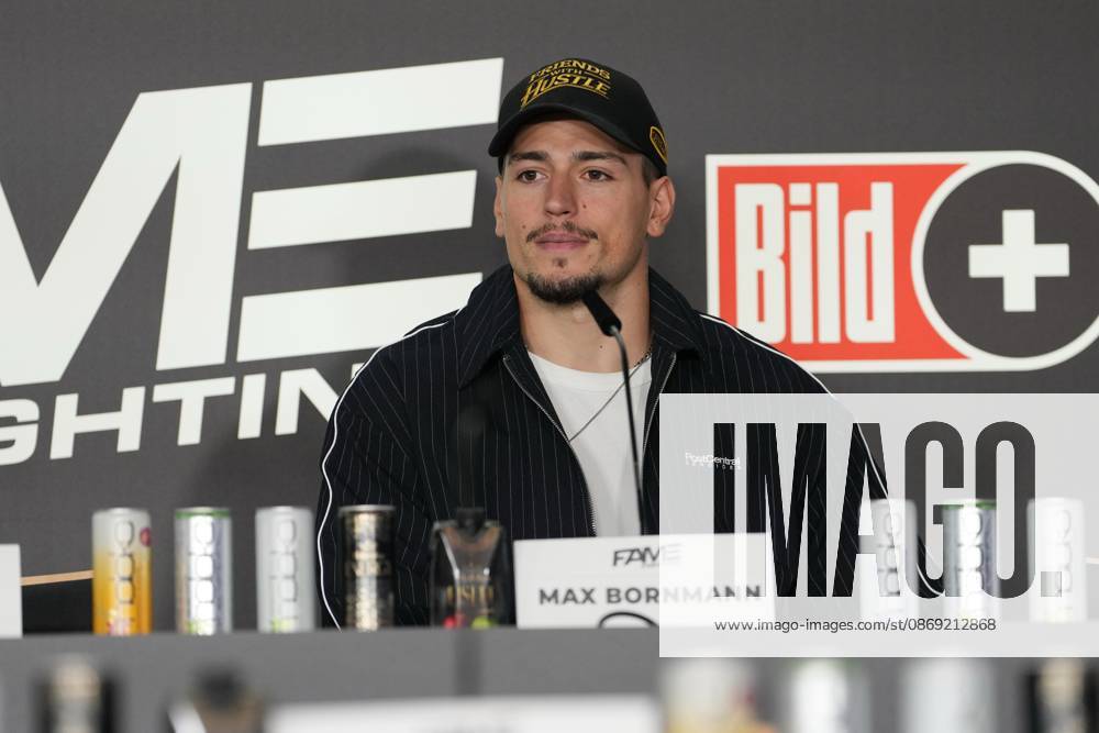 Fame Fighting 2026 Press Conference: Max Bornmann at the press conference for the fourth edition of Fame Fighting Celebrity Boxing on October 11, 2026, at the Atlantic Hotel in Essen, North Rhine-Westphalia