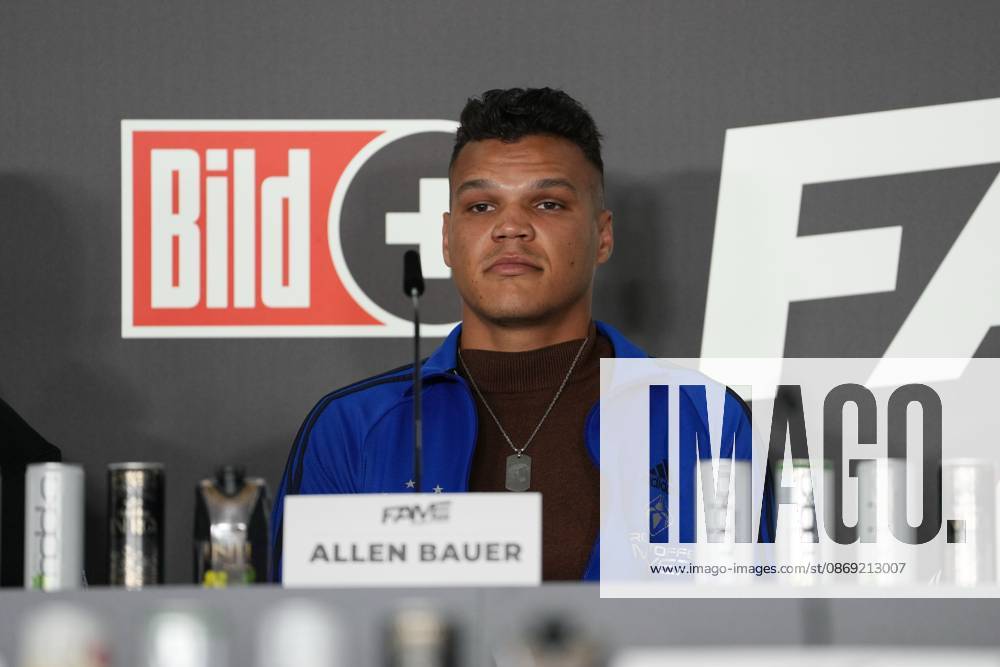 Fame Fighting 2026 Press Conference: Allen Bauer at the press conference for the fourth edition of Fame Fighting Celebrity Boxing on October 11, 2026, at the Atlantic Hotel in Essen, North Rhine-Westphalia
