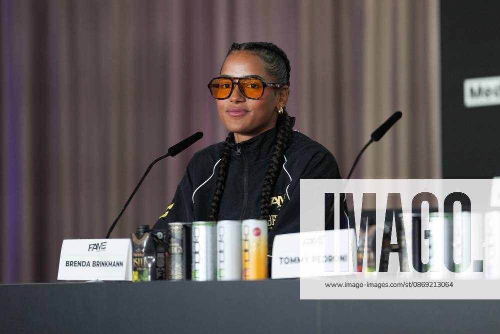 Fame Fighting 2026 Press Conference: Brenda Brinkmann at the press conference for the fourth edition of Fame Fighting Celebrity Boxing on October 11, 2026, at the Atlantic Hotel in Essen, North Rhine-Westphalia