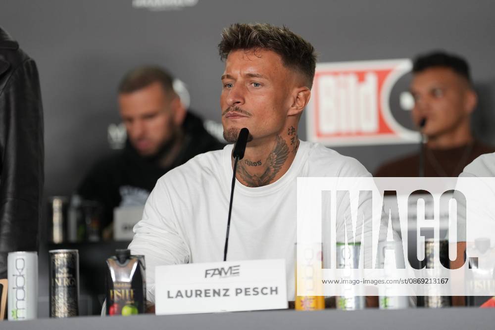 Fame Fighting 2026 Press Conference: Laurenz Pesch at the press conference for the fourth edition of Fame Fighting Celebrity Boxing on October 11, 2026, at the Atlantic Hotel in Essen, North Rhine-Westphalia