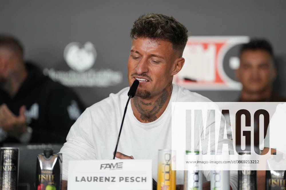 Fame Fighting 2026 Press Conference: Laurenz Pesch at the press conference for the fourth edition of Fame Fighting Celebrity Boxing on October 11, 2026, at the Atlantic Hotel in Essen, North Rhine-Westphalia